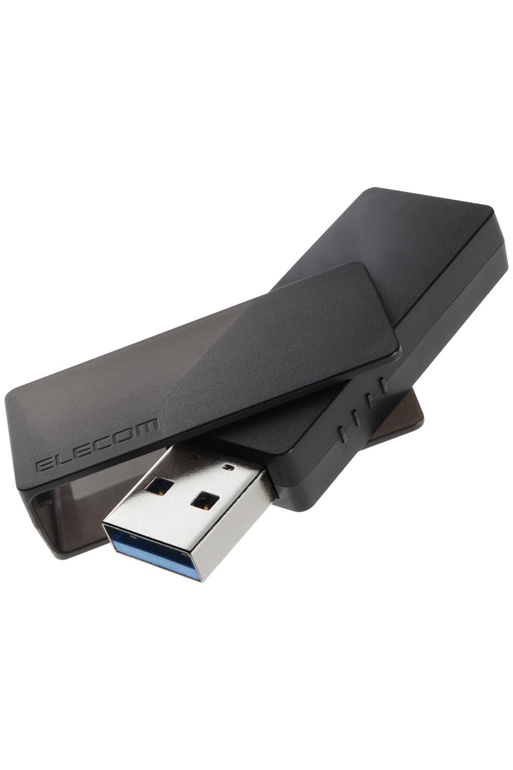 ELECOM エレコム USBメモリ/USB3.2(Gen1)/USB3.0対応/回転式/128GB/ブラック(MF-RMU3B128GBK)｜ECJOY！店