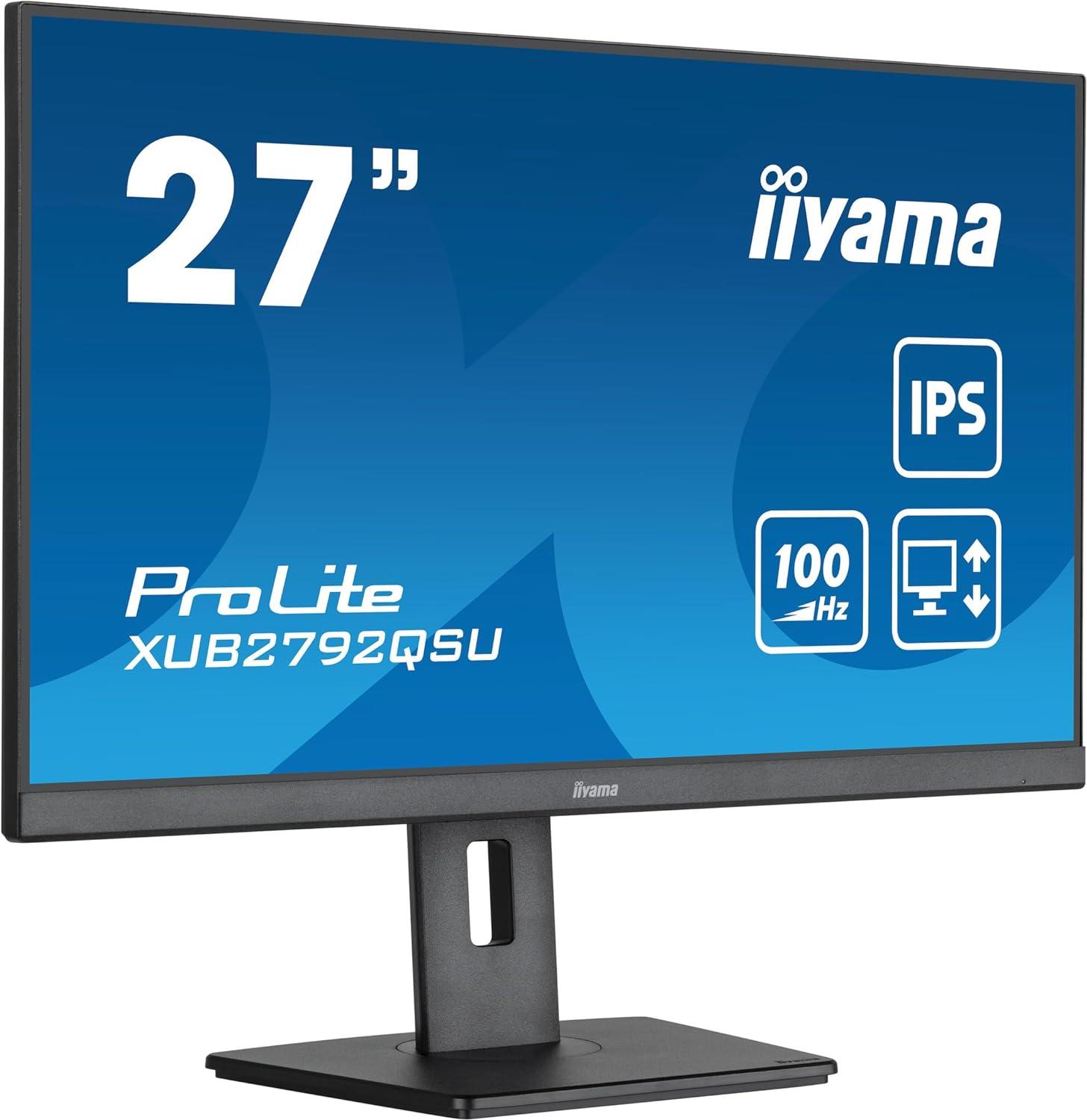 IIYAMA イイまっ盛り XUB2792QSU-B6 27.0型 液晶見せびらかす IPS操作手順ダイアログボックス/昇降/回転させる 2560×1080～2880 金棒引き積み上げる DisplayPort HDMI 黒いこと系