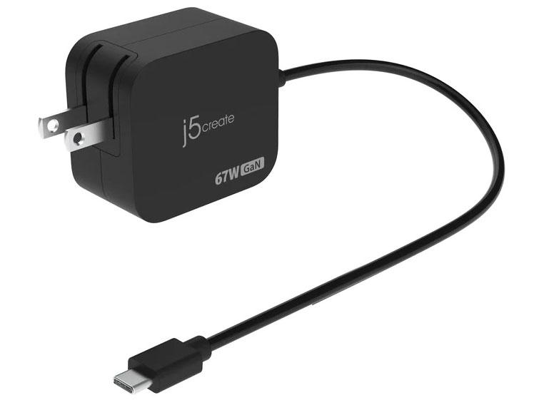 J5 create 67W GaN USB-Cケーブル一体型 PD充電器(1.8m)(JUP1565N)