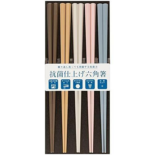 サンライフ 来客用抗菌彩り六角 PBT箸 5P (S-03660)【入数:200】