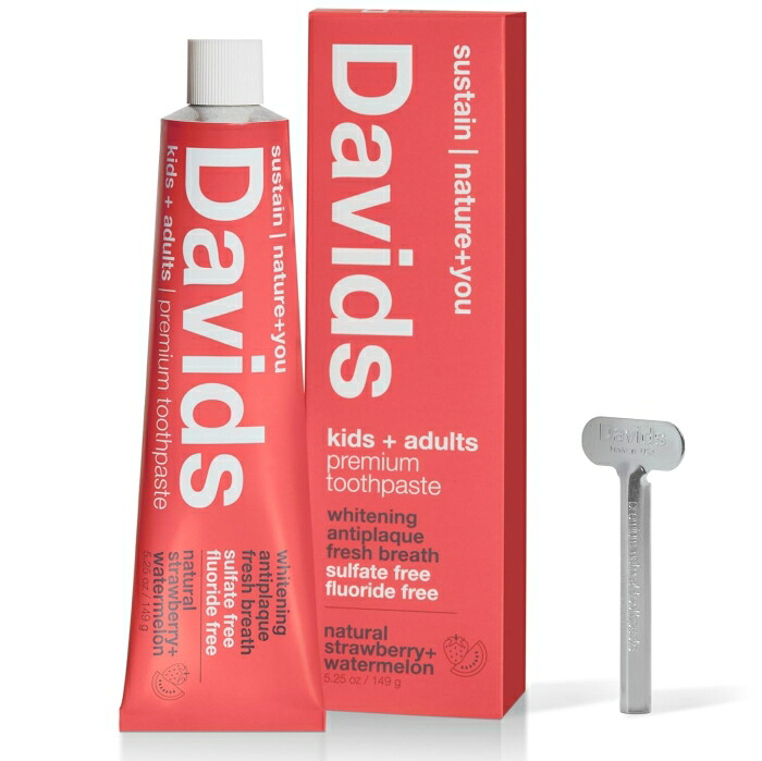 Davids Natural Toothpaste ホワイトニングトゥースペースト(ストロベリースイカ)/ヴィーガン (8353510001008)【入数:6】