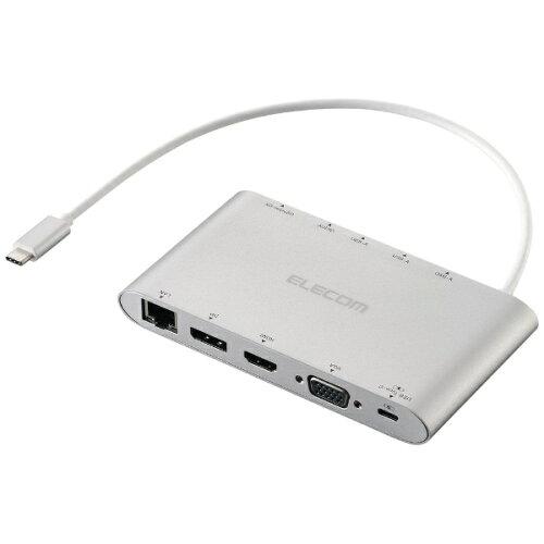 ELECOM エレコム DSTC28SV [USB-C オス→メス カードスロットx2 / HDMI / DisplayPort / VGA / LAN / φ3.5mm / USB-Ax3 / USB-C] USB PD対応 85W ドッキングステーション シルバー DST-C28SV [USB Power Delivery対応]