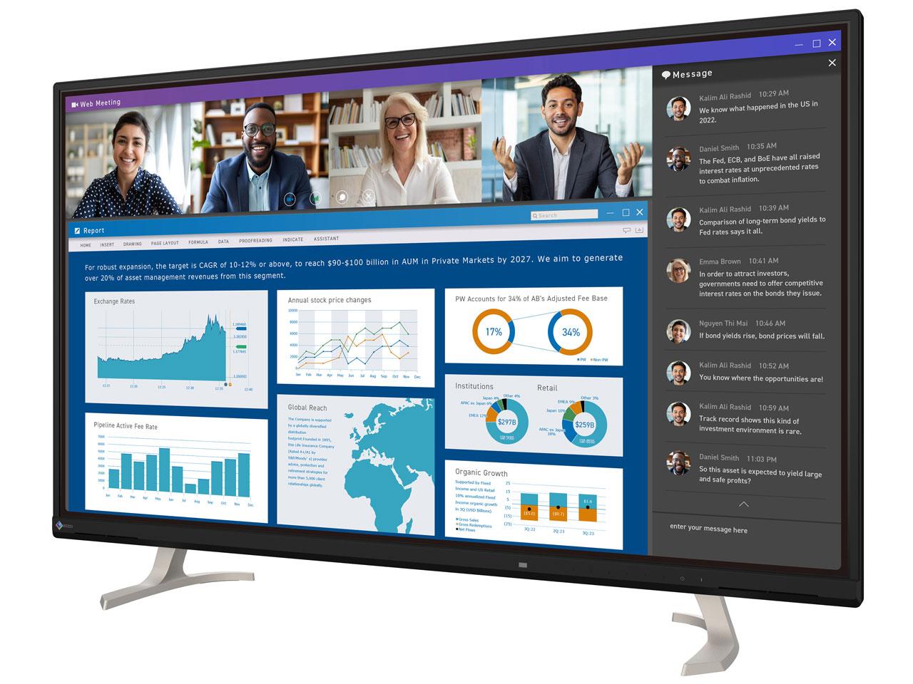 EIZO エイゾ EV4340X-BK 42.5型 FlexScan 液晶 3840×1600～2160 スピーカー搭載 DisplayPort HDMI×2 USB タイプC LAN ブラック系