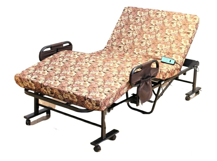 谷村実業 寝心地選べる折畳電動ベッド花柄低反発セミシングル 【TAN-261テイSS-HANA】