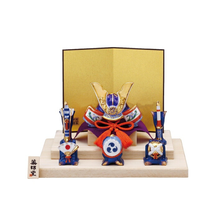 中外陶園 染錦出世兜(尚武小・平飾り) (Y5764)