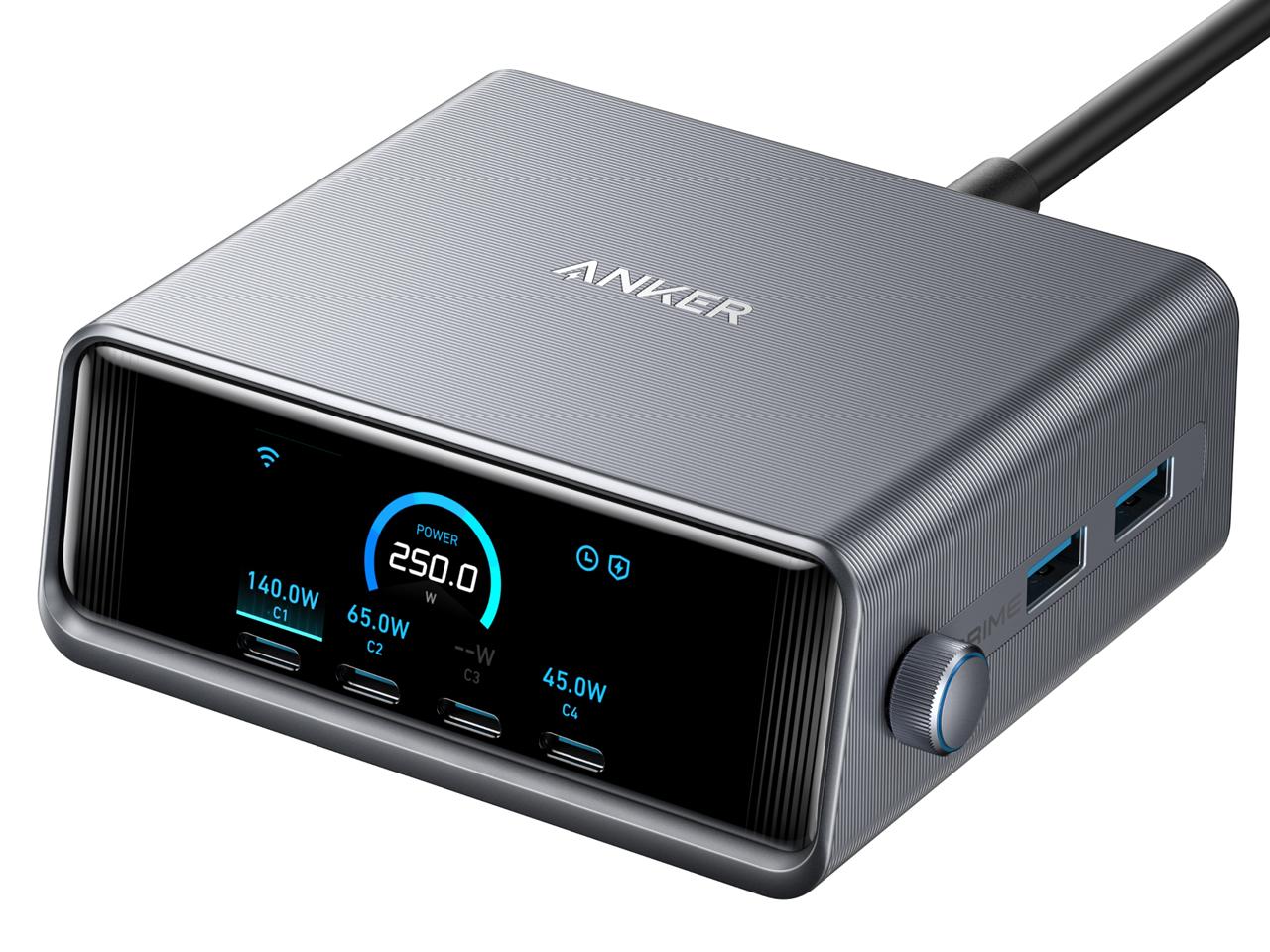 ANKER 船掛かり A2345541 Anker Prime Charger (250W 6 Ports GaN) Silver  しろがね色 A2345541 [6界面 /USB Power Delivery相応う]