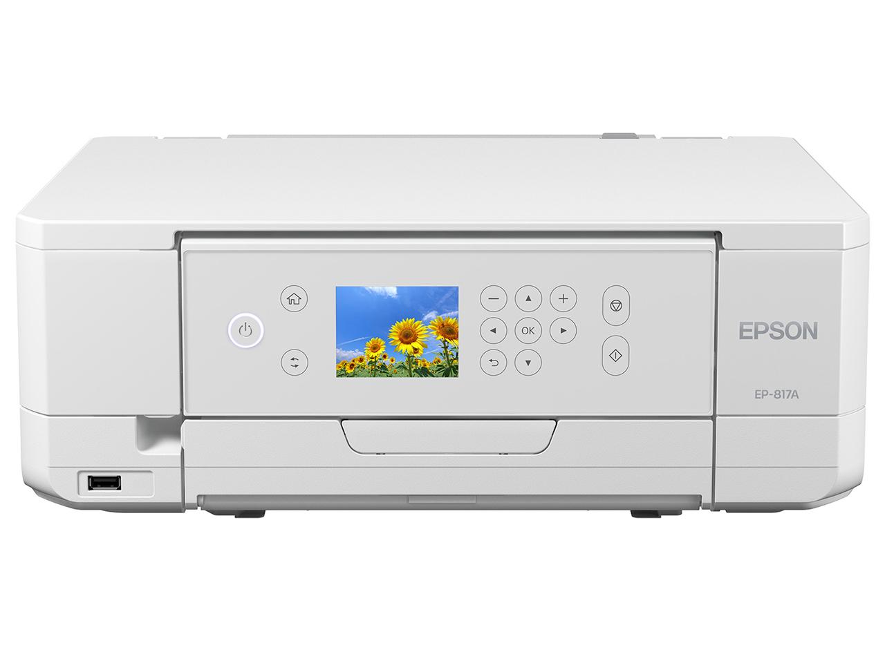 【在庫限即納】EPSON エプソン EP-817A Colorio カラーインクジェットプリンター インク6色 染料 1200×600～4800 dpi 最大用紙サイズA4 接続(USB)〇 接続(無線LAN)〇 スキャナ機能有り コピー機能有り ホワイト