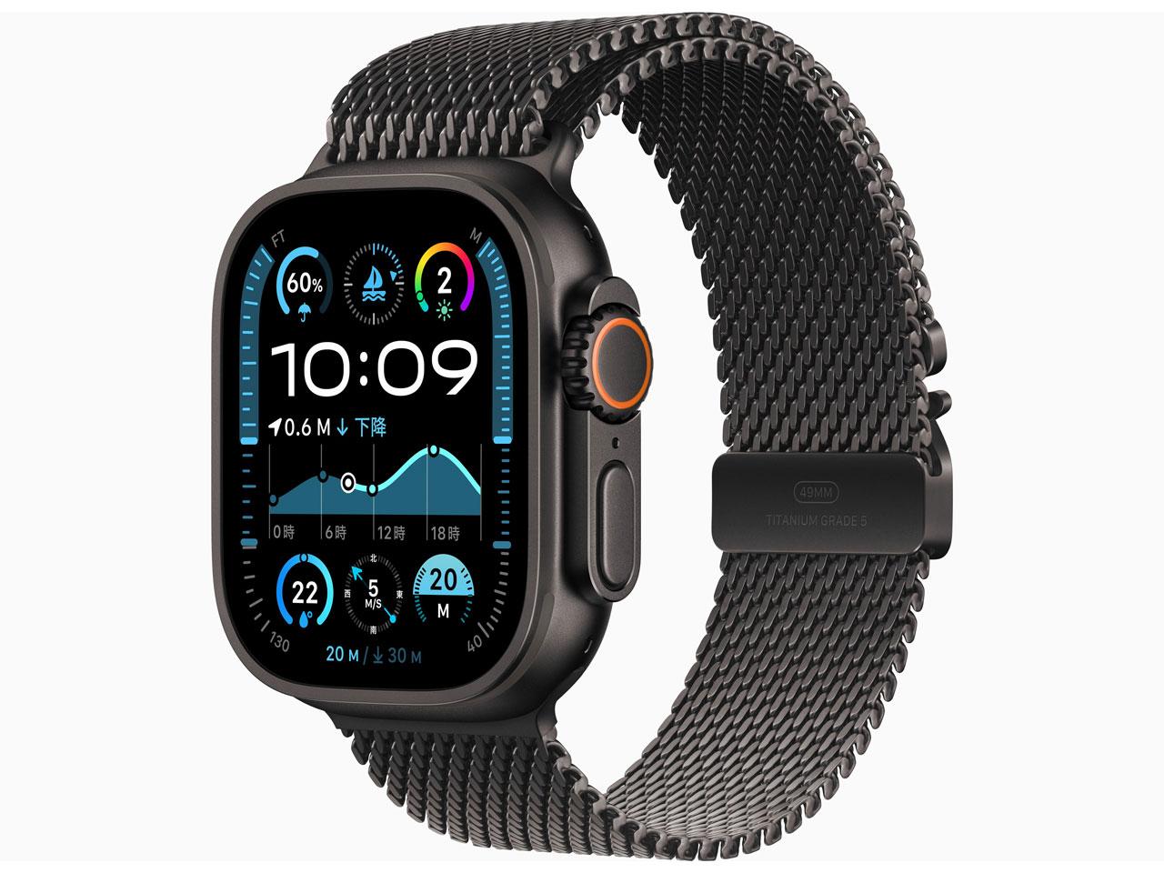 APPLE アップル MX5U3JA 24 AW U2 GPS 49+C黒いことチタン ブラックチタンミラネーゼループ  黒いことチタニウム MX5U3J/A