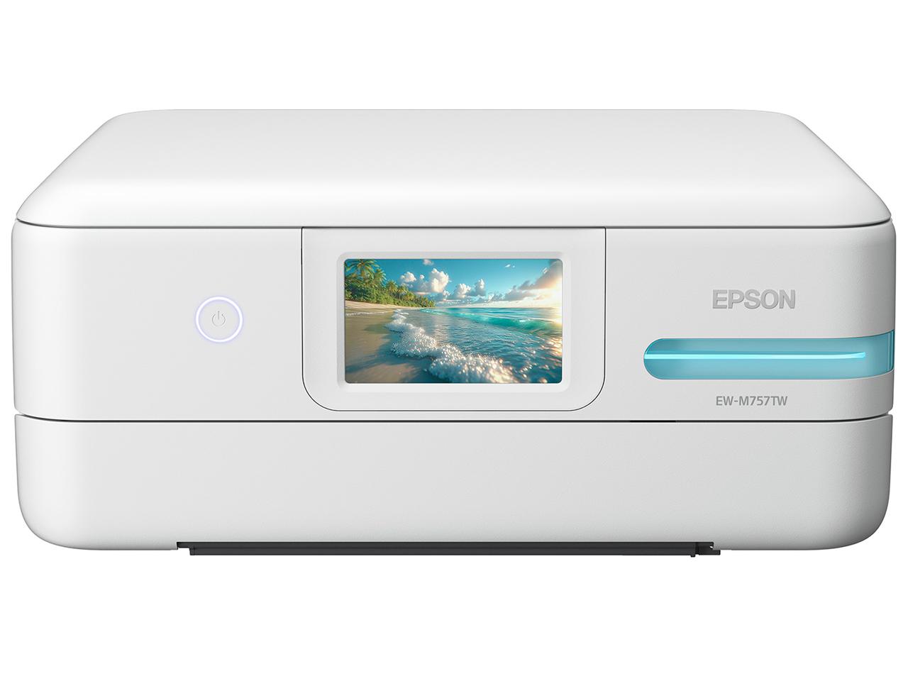 【在庫限即納】EPSON エプソン EW-M757TW エコタンク搭載モデル カラーインクジェットプリンター インク5色 染料+顔料 1200×600～4800 dpi 最大用紙サイズA4 接続(USB)〇 接続(無線LAN)〇 スキャナ機能有り コピー機能有り ホワイト