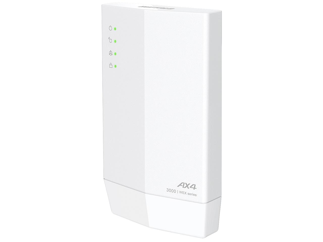 BUFFALO 緩衝装置置き目 WEX-3000AX4 BUFFALO 無線電話ローカルエリアネットワーク中継ぎ器有り IEEE802.11a/b/g/n/ac/ax WPA3/WPA2/WPA WEP/AES/TKIP 10/100/1000Mbps 有線ローカルエリアネットワーク界面数:1