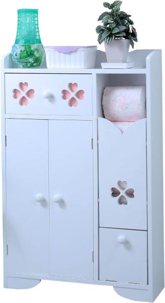 谷村実業 クローバー柄のトイレラック（ワイドタイプ・ホワイト） 【TAN-120W（WH）】