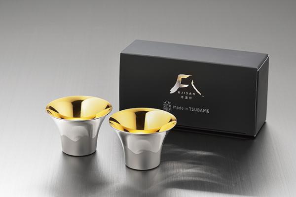 竹井器物製作所 Made in TSUBAME 富士山ぐい呑み2P 内面金メッキ(FM-103)