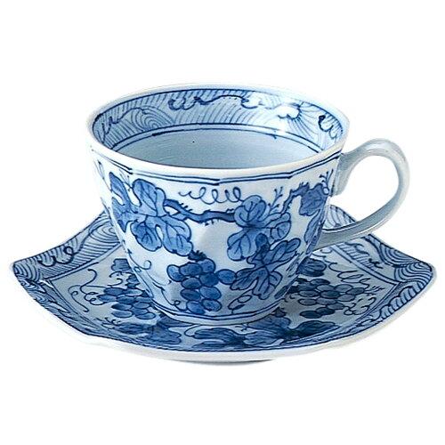 ブルーム ≪メーカー取寄≫染付ぶどう コーヒー碗皿[日本製 美濃焼 食器] (-)【入数:10】