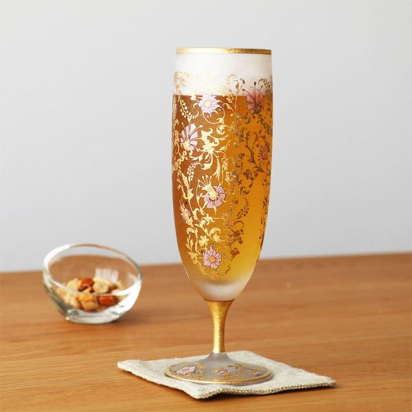 石塚硝子 エル・ドラード アラベスク・ゴールド FLUTE(ステムグラス) 180ml ペアセット S-6104 (1061539)