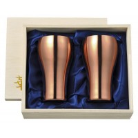 田辺金具 華 銅製 タンブラー300ml 銅ミラー桐箱2個セット 692860 (6853br)