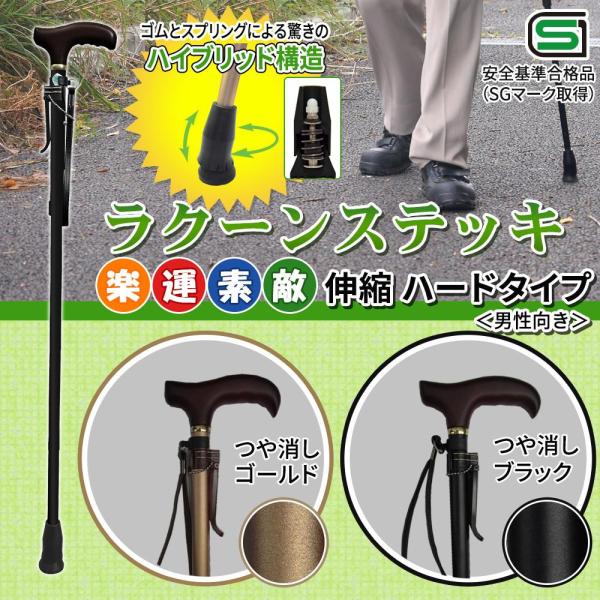 オムニクス 楽運晴れ晴れしい ラクーンステッキ(OMST16-BK 艶消し黒いこと)