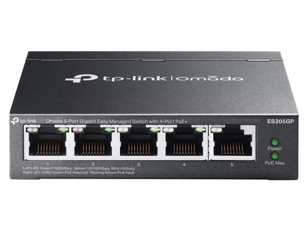 TP-LINK Omada ギガビットポートx5 イージーマネージドスイッチ(PoE+界面x4積み上げる)(ES205GP(UN))