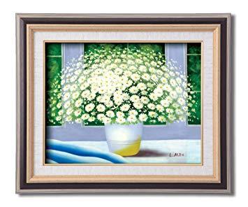太田アート アレックス「風水」油絵額F6 1120240・白い花 (1165al)