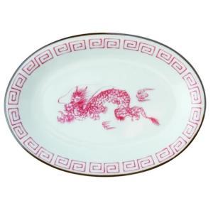 マルサン近藤 ≪製造会社取寄≫レトロ中華 楕円面餃子皿 [日本製 美濃焼 食器 瀬戸もの] (-)【入数:40】