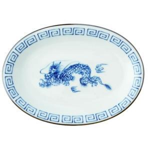 マルサン近藤 ≪メーカー取寄≫レトロ中華 楕円餃子皿 [日本製 美濃焼 食器 陶器] (-)【入数:10】