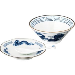マルサン近藤 《製造会社取寄》レトロ中華 ラーメンチャーハン(青)[日本製 美濃焼 食器 瀬戸もの] 差し上げ物 (-)【入数:16】
