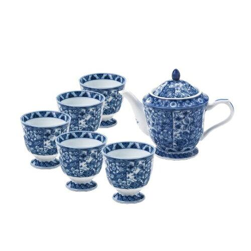 ブルーム ≪製造会社取寄≫染付更紗 ポット茶器揃[日本製 美濃焼 食器]差し上げ物 (-)【入数:2】