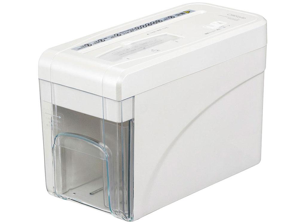 OHM オーム電機 SHR-SD05C 卓上電動シュレッダー はりつけ台取りすてる 最大限度幅:A4 最大限度枚数:10枚以下 5L未満 白いこと