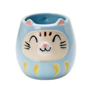 ブルーム ≪製造業者取寄≫福ねこコップ 水色 [日本製 美濃焼 食器] 和氏の璧 (-)【入数:40】