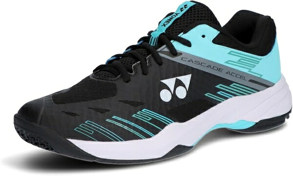 YONEX ヨネックス パワークッションカスケードアクセルワイド (SHBCA1W) [色 : BK/内燃機関青色] [大きさ : 23.5]