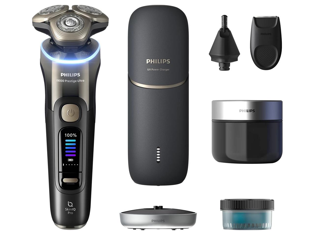 PHILIPPS フィリップス PHILIPS XP9405/49 電気カミソリ i9000プレ上演 ウルトラ 回転させる刃 自動小銃洗いもの器・UV 申し受ける容れもの付 グラデーション黒いこと(XP9405/49)