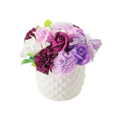 ポピー名古屋(Poppy Nagoya) ソープフラワー ポットアレンジ陶器 6カラー(12個アソート)クリアケース付きRD/PK/GR/YE/OR/BL/PU (SBL-100PU)【入数:12】｜ECJOY！店