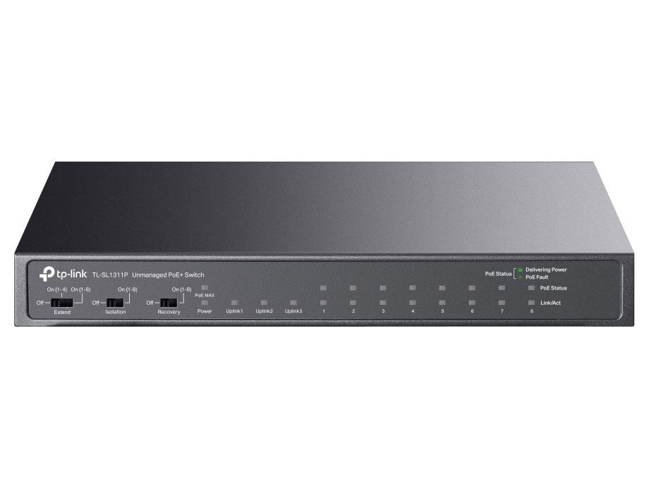 TP-LINK 8ポート10/100Mbps+3ポートギガビットデスクトップスイッチ8ポートPoE+(TL-SL1311P(UN))
