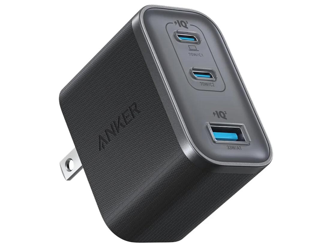 ANKER 船掛かり A121AN11 手っとり早い申し受ける器 Anker Nano Charger (70W、3Ports)  黒いこと A121AN11 [3界面 /USB Power Delivery相応う /GaN(窒化ガリウム) やとい入れる]