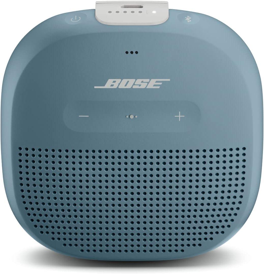 【店卸し資産限即納】BOSE ボーズ Bose SoundLink Micro Bluetooth speaker 携帯型 無線電話 金棒引き マイクロホン付 最大限度6第四次元 生まれ変わり 雨合羽・防塵 9.8 糎 (W) x 3.5 糎 (H) x 9.8 糎 (D) 290g 石ころ青色