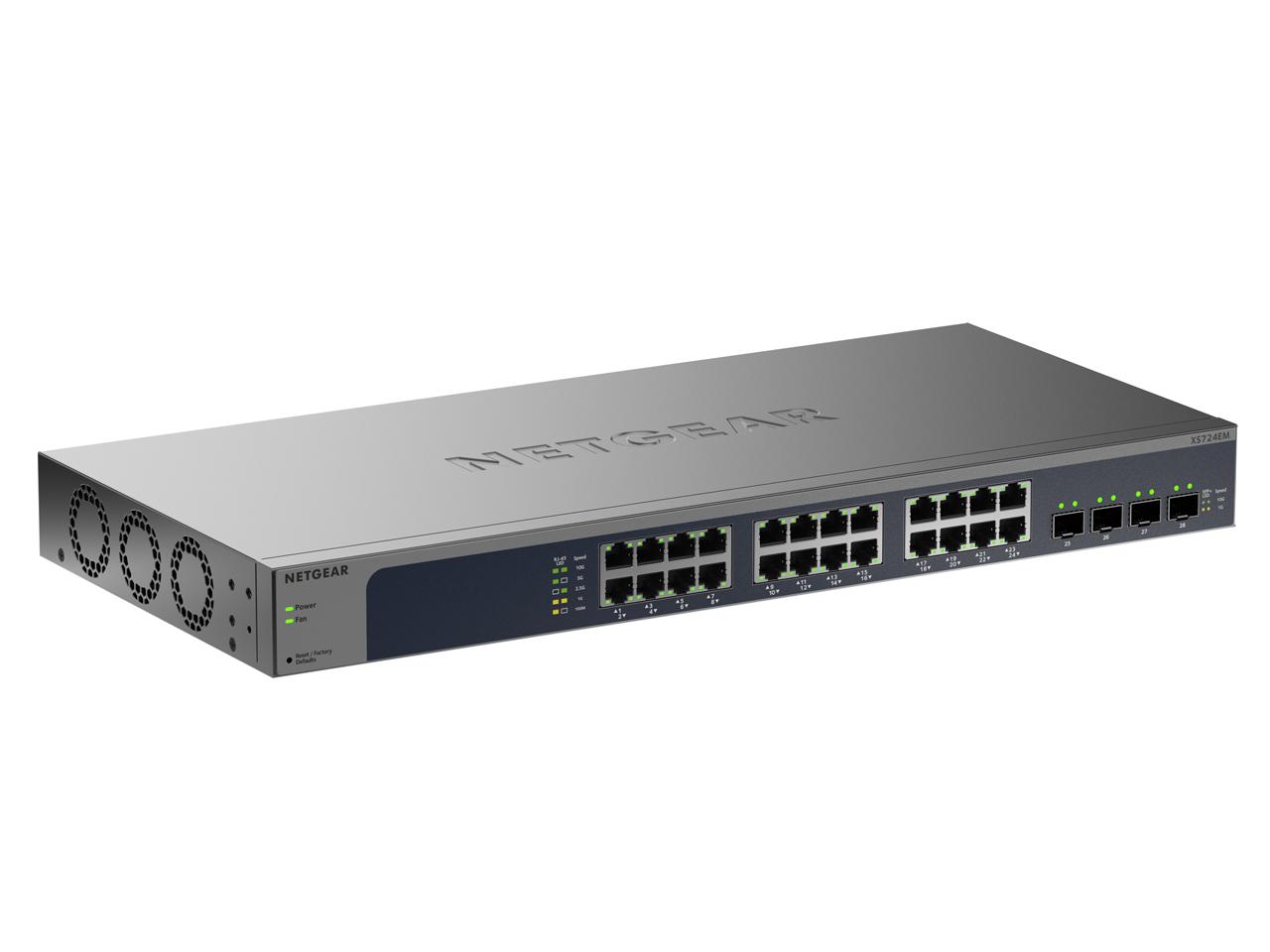 NETGEAR ネットギア XS724EM マルチギガ対応10Gx24 SFP+x4 イージースマート(XS724EM-200JPS)