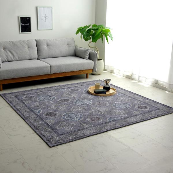 イケヒコ ラグ カーペット 長方形 約3畳 レヴァン グレー 約200&times;250cm 幾何柄 アンティーク調 オールシーズン オリエンタル #4984019｜ECJOY！店