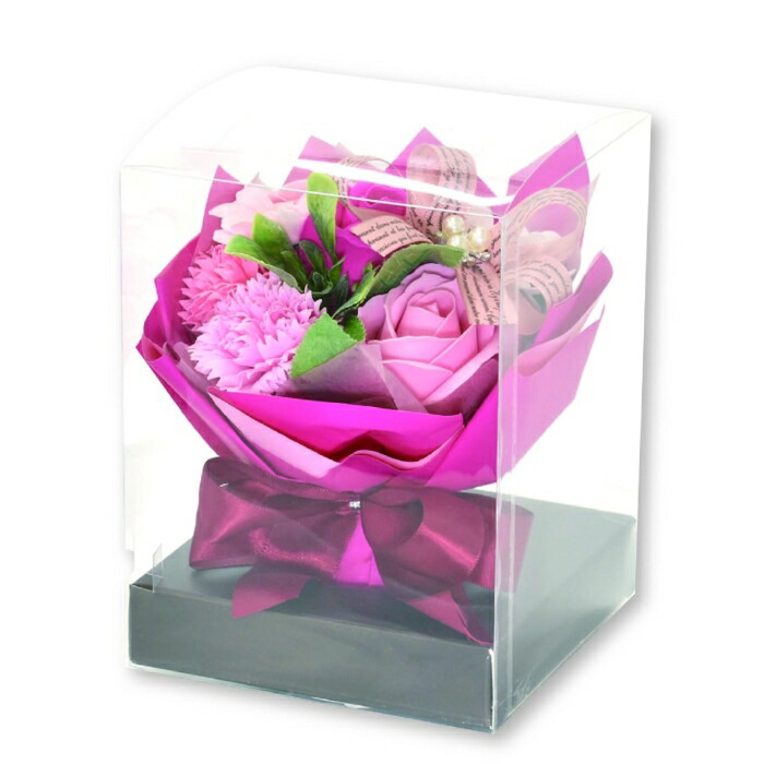 ポピー名古屋(Poppy Nagoya) ソープフラワー 4カラーローズブーケ(12個アソート)PK/PU/RD/YE 色指定可 (SH-042PK)【入数:24】