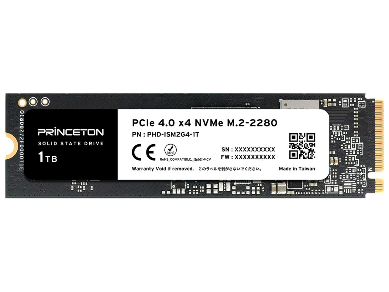 プリンストン M.2 PCIe 4.0 x4 NVMe対応 内蔵型SSD (1TB)
