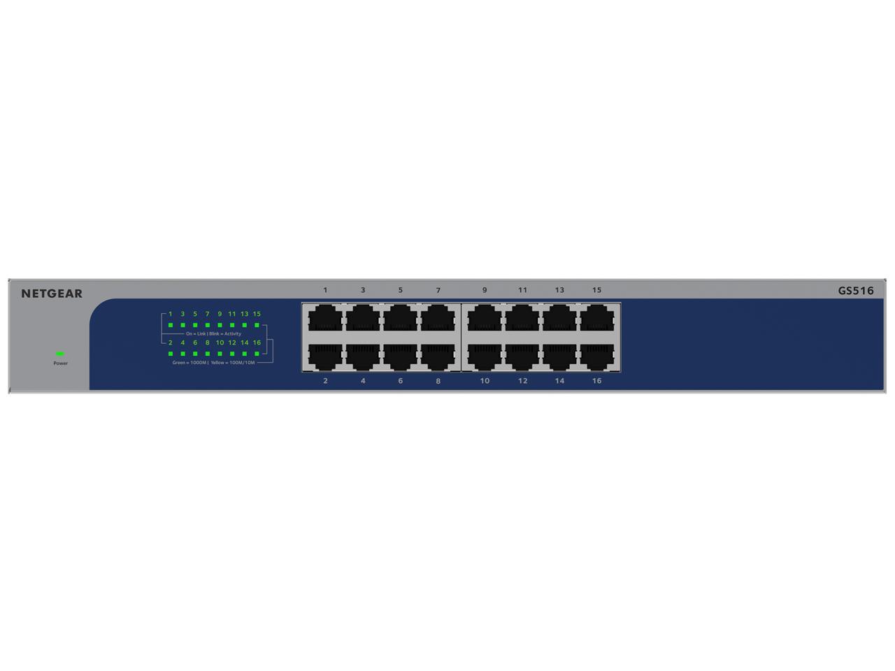 NETGEAR サイバー空間歯車 GS516 ギガ16界面 アンマネージ・スイッチ(GS516-300JPS)