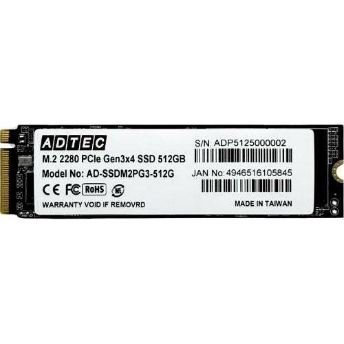 ADTEC 居住地テック SSD M.2 NVMe PCIe Gen3x4 (2280) 512GB(AD-SSDM2PG3-512G)
