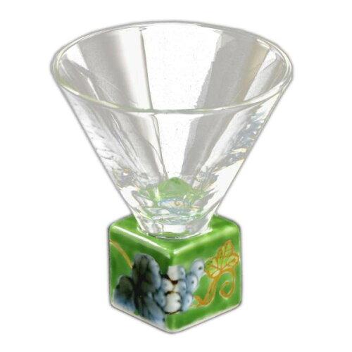 東洋セラミックス(Toyo Ceramic) 有田焼 福泉窯 有田浪漫グラス SAKE GLASS 正角 染錦葡萄 グリーン (1124833)