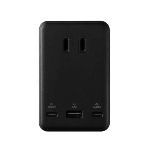 ELECOM エレコム USBタップ/USB-C×2/USB-A×1/AC×3/67W/直挿し(T-U09-3AC2BK)