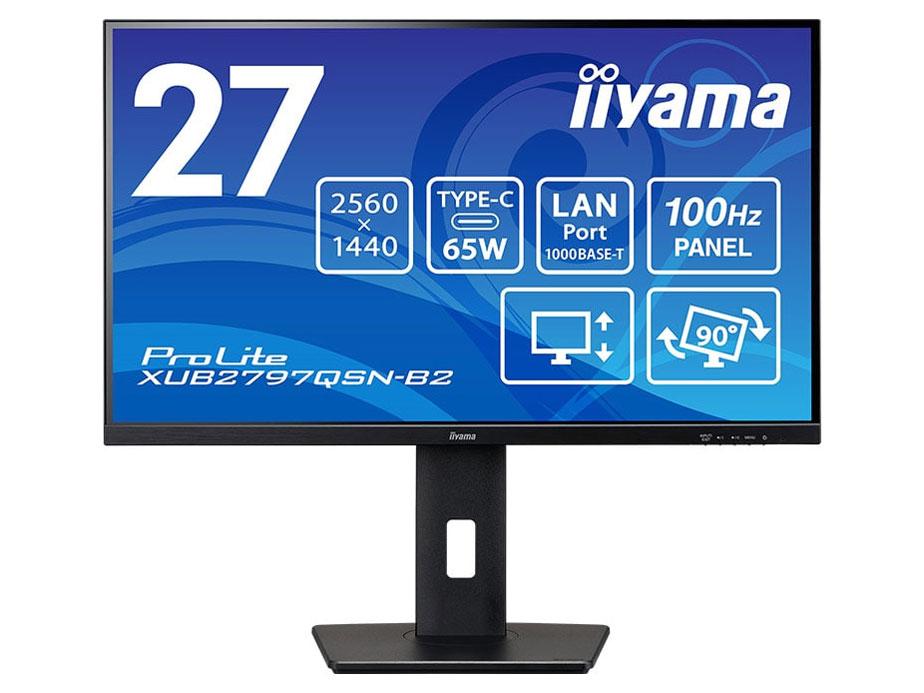 iiyama ＜ProLite＞27型 広広とした液晶見せびらかす ProLite XUB2797QSN-B2(2560x1440/WQHD/IPS操作手順ダイアログボックス/HDMI/DisplayPort/USB Type-C/昇降/回転させる/黒いこと)(XUB2797QSN-B2)