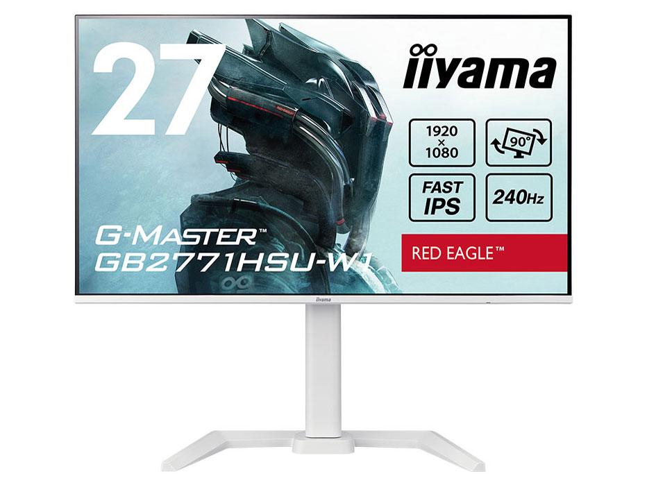 iiyama 液晶見せびらかす 27型/1920×1080/HDMI、DisplayPort/白いこと/金棒引きあり/IPS遣りくち/昇降/回転させる/角度合わせる/3年引き受ける(GB2771HSU-W1)