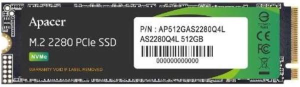 Apacer Technology SSD 512GB M.2 PCIe Gen4 x 4 NVMe 最大限度読込速度 3600MB/s 最大限度書込機敏さ 3000MB/s AS2280Q4L AP512GAS2280Q4L-1