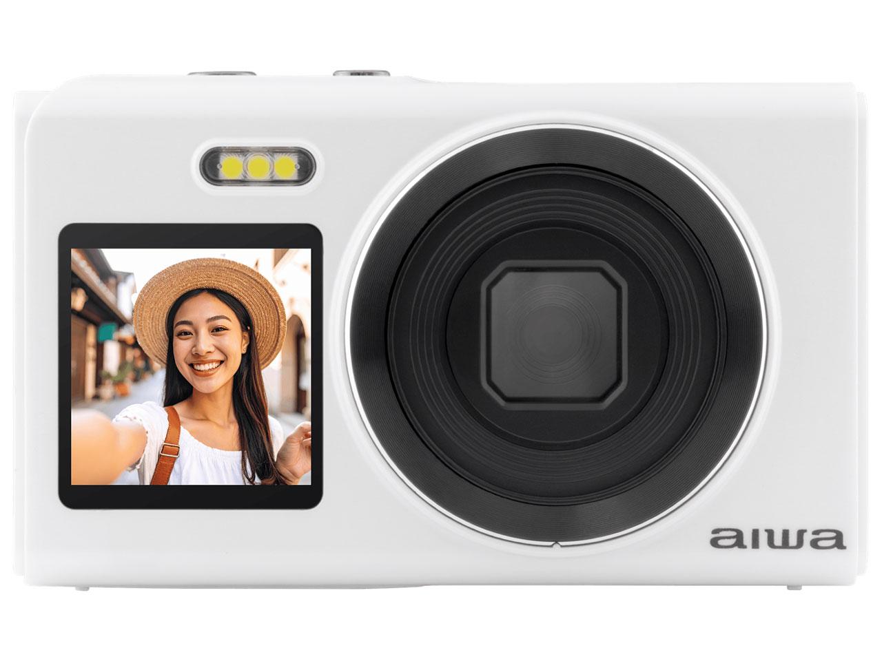 アイワマーケティングジャパン コンパクトデジタルカメラ aiwa cam DCB-2 ホワイト(1600万画素CMOSセンサー/電子手ブレ補正/AF/4倍デジタルズーム/自撮り撮影/軽量)(JA5-DCM0003(WH))｜ECJOY！店