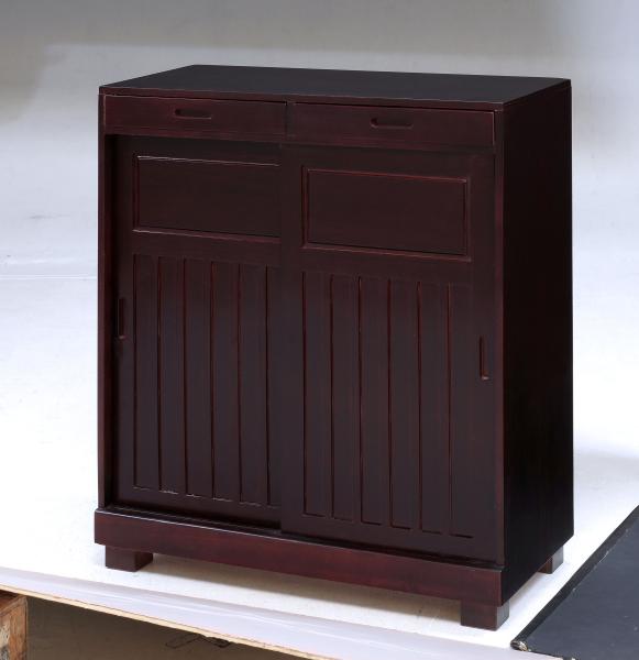 谷村商行為 和風引き戸シューズボックス席60糎（うす暗い赤銅色） 【TAN-163-60（DBR）】