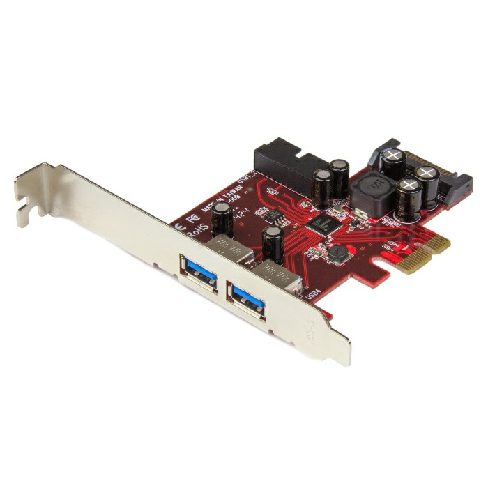 STARTECH.COM USB増設歌留多/PCIe 2.0 x1/4x USB-A/5Gbps/SATA 900mA/Win(PEXUSB3S2EI)