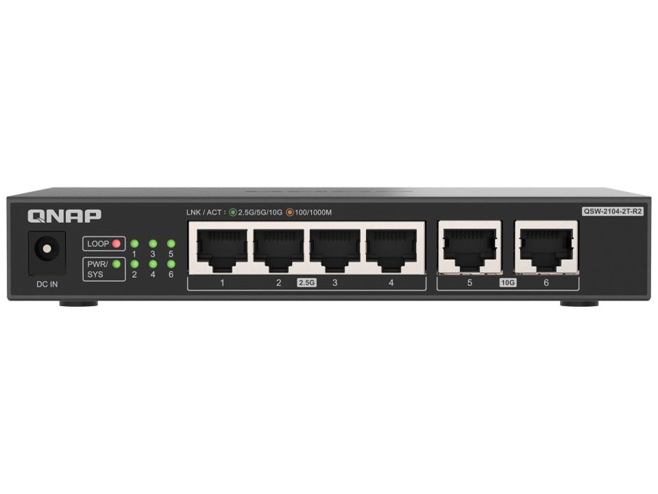 QNAP 4 界面 2.5GbE ＆2 界面 10GbE マルチギグアンマネージドスイッチ(QSW-2104-2T-R2)