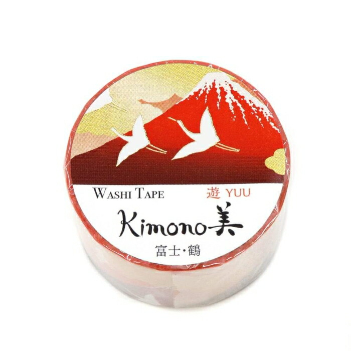 カミイソ産商 【2025年新作】Kimono美 マスキング磁気テープ 富士・鶴(ふじ・つる) 25mm×5m巻【和柄】 (GR2066)【入数:20】